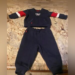 Ralph Lauren Kids Navy and Red Jogger Set